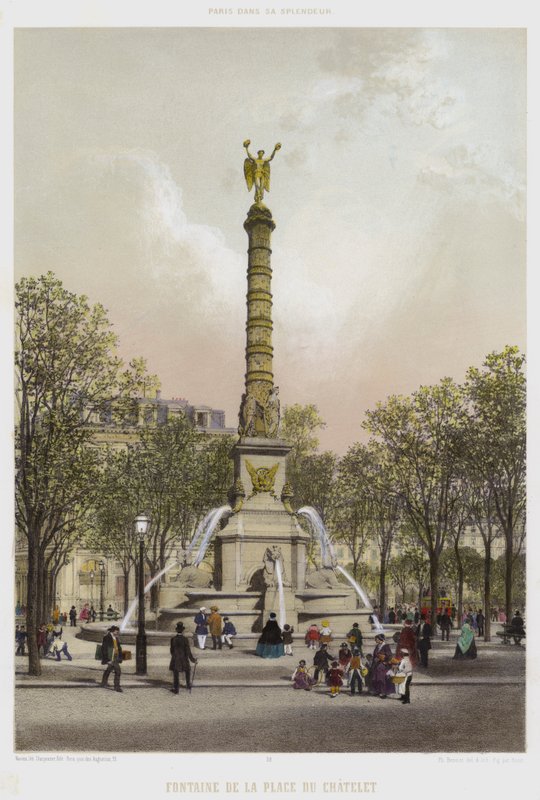 Place Du Chatelet szökőkút (színes litó) alkotó: French School