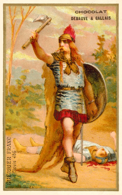 I. Clovis korának frank harcosa, 486 (chromolitho) alkotó: French School