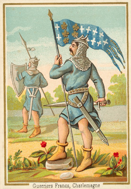 Nagy Károly korának frank harcosai (chromolitho) alkotó: French School