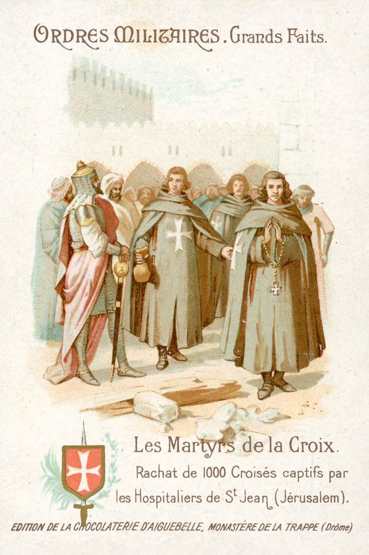 1000 elfogott keresztes lovag kiszabadítása a Knights Hospitaller által, Jeruzsálem (chromolitho) alkotó: French School