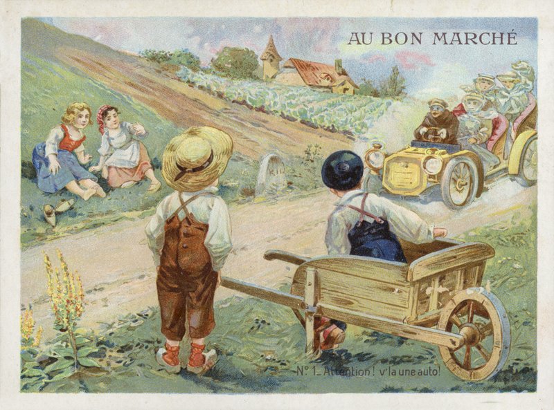 Francia gyerekek száguldó autót néznek alkotó: French School
