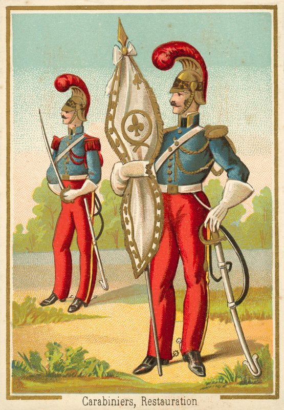 A restauráció francia karabinusai (chromolitho) alkotó: French School