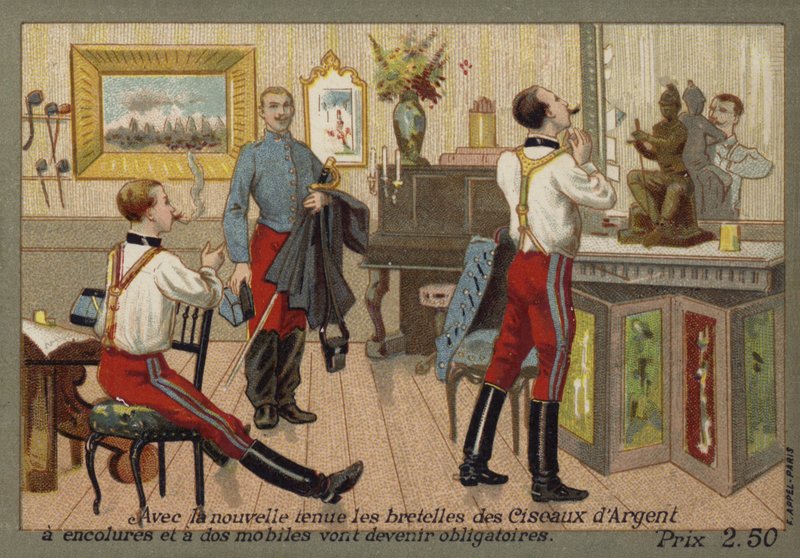 Fogszabályzót viselő francia katonák alkotó: French School