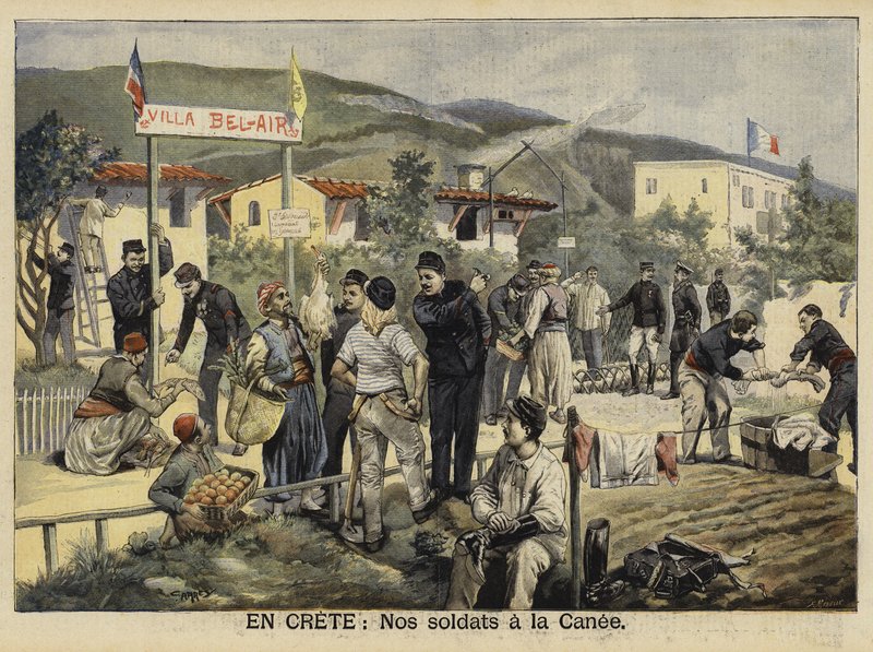 Francia csapatok Chaniában, Krétán, 1897 alkotó: French School
