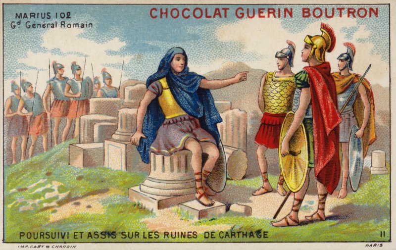 Gaius Marius száműzetésben Karthágó romjai között (chromolitho) alkotó: French School