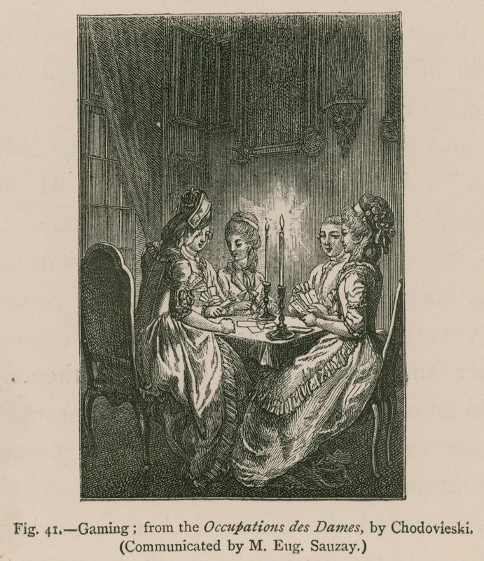 Szerencsejáték; az Occupations des Dames-ból, Chodovieskitől alkotó: French School