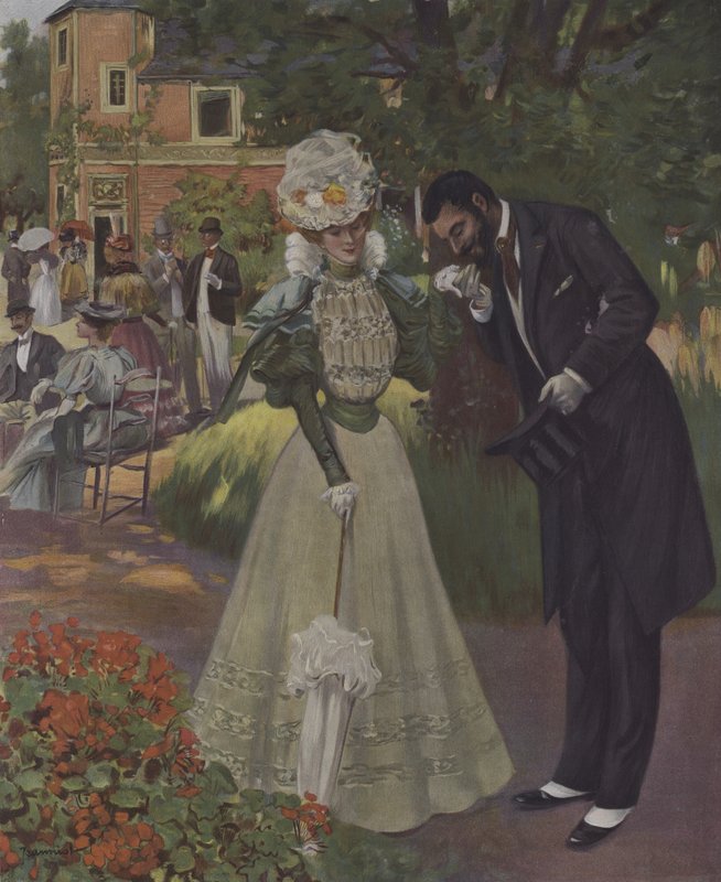 Kerti parti. Illusztráció a Le Figaro Illustre borítójáról, 1897. április (színes litó) alkotó: French School