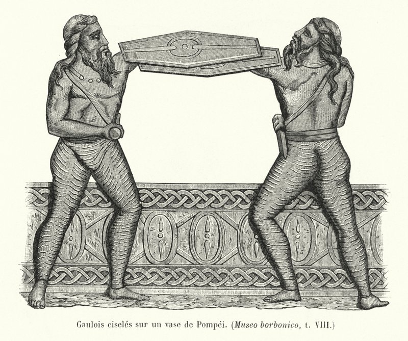 Pompei vázára vésett gallok (metszet) alkotó: French School