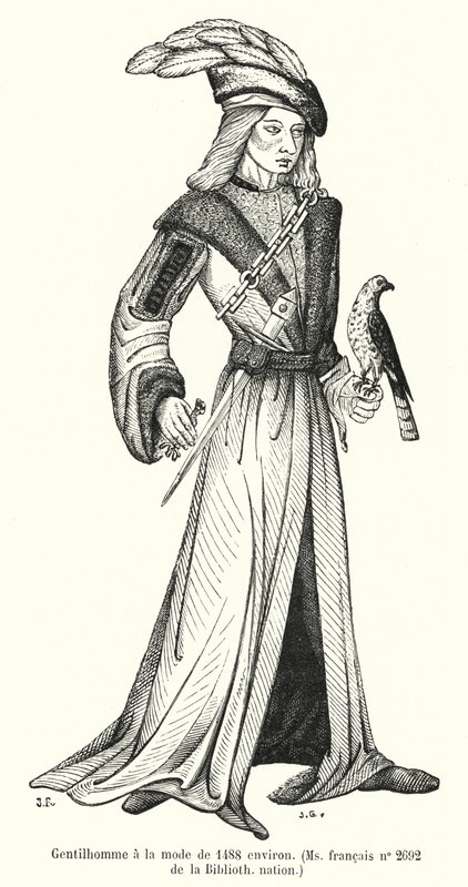 Divatos úriember 1488 körül (metszet) alkotó: French School