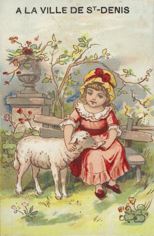 Lány simogató bárány alkotó: French School
