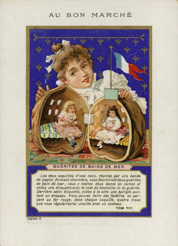Dióhéjban ülő babákkal játszó lány, Guerites de bains de mer alkotó: French School