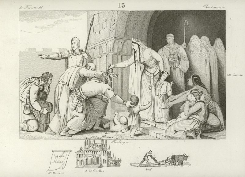 Alamizsnát adni a szegényeknek, III. Chlothar, Neustria és Burgundia királyának uralkodása, 7. század alkotó: French School