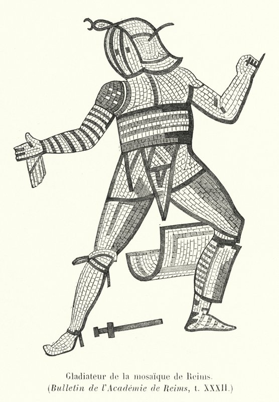 Gladiátor a Reims mozaikból (metszet) alkotó: French School