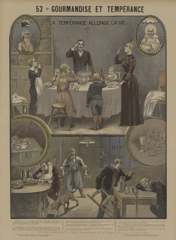 Falánkság és mértékletesség (színes litó) alkotó: French School