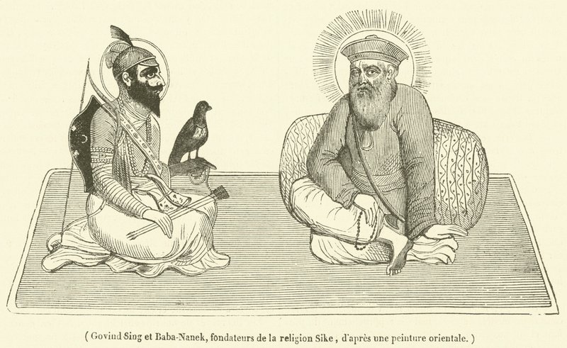 Govind Sing et Baba-Nanek, a Sike vallás alapítói (metszet) alkotó: French School