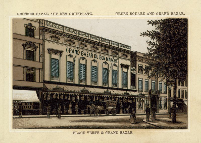 Grand Market Bazaar, Green Square, Antwerpen (chromolitho) alkotó: French School