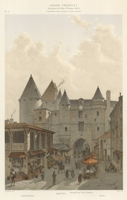 Grand Chatelet, kilátás a Rue St Denisről, 1800 alkotó: French School