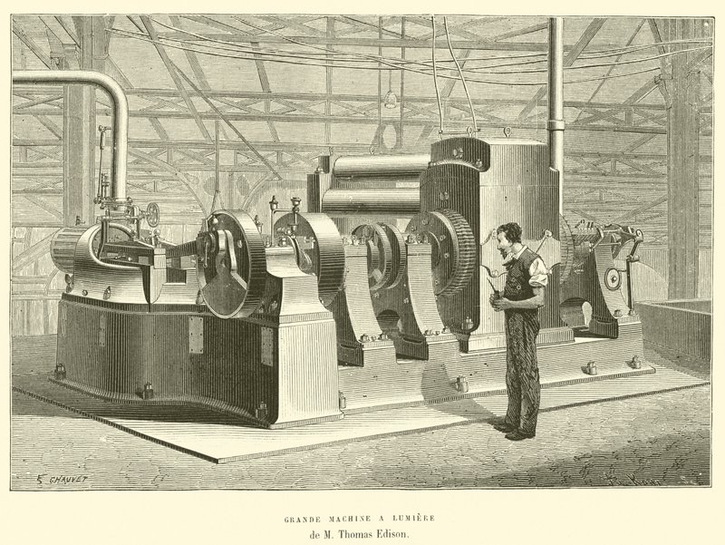 Grande Machine és Lumiere de M Thomas Edison (metszet) alkotó: French School