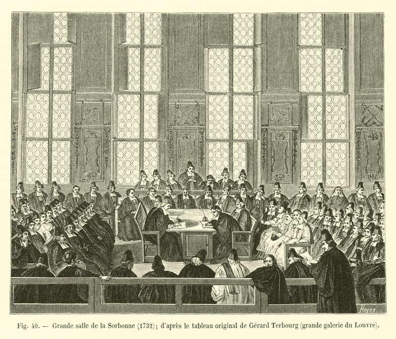 Sorbonne nagyterme, 1732; Gerard Terbourg eredeti festménye után, a Louvre nagygalériája alkotó: French School