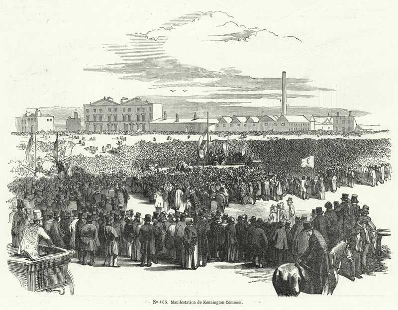 Nagyszerű találkozó, ha a Chartisták a Kennington Commonon, Londonban alkotó: French School