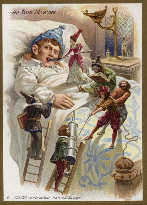 Gulliver nagyon beteg. Honvágytól (chromolitho) szenved alkotó: French School