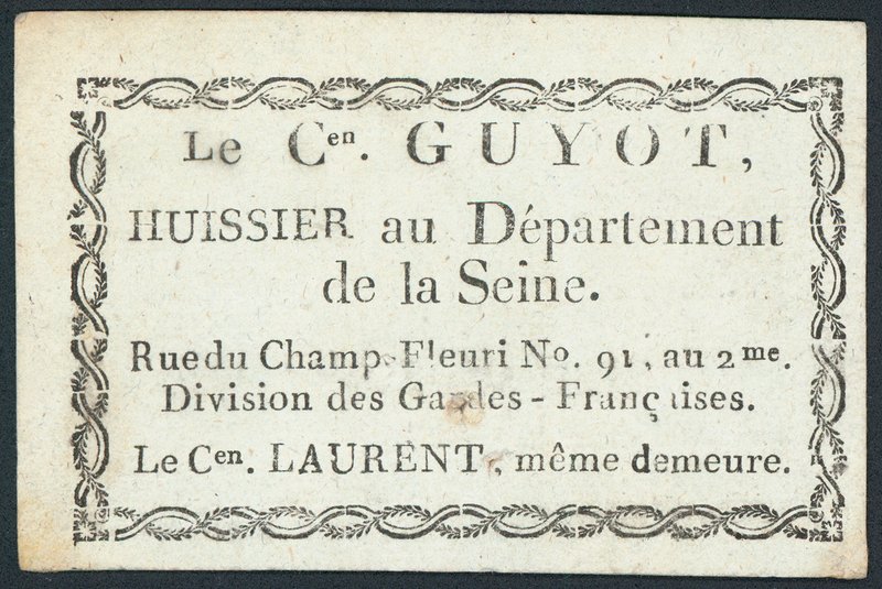 Guyot, végrehajtó, kereskedelmi kártya alkotó: French School
