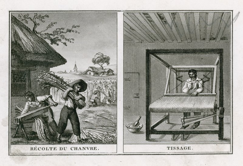A kender betakarítása és a kender szövése alkotó: French School