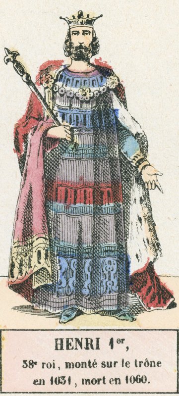 I. Henrik 38. király 1031-ben lépett trónra, 1060-ban halt meg (színes metszet) alkotó: French School