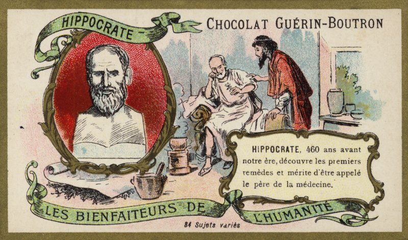 Hippokratész, ókori görög orvos (chromolitho) alkotó: French School