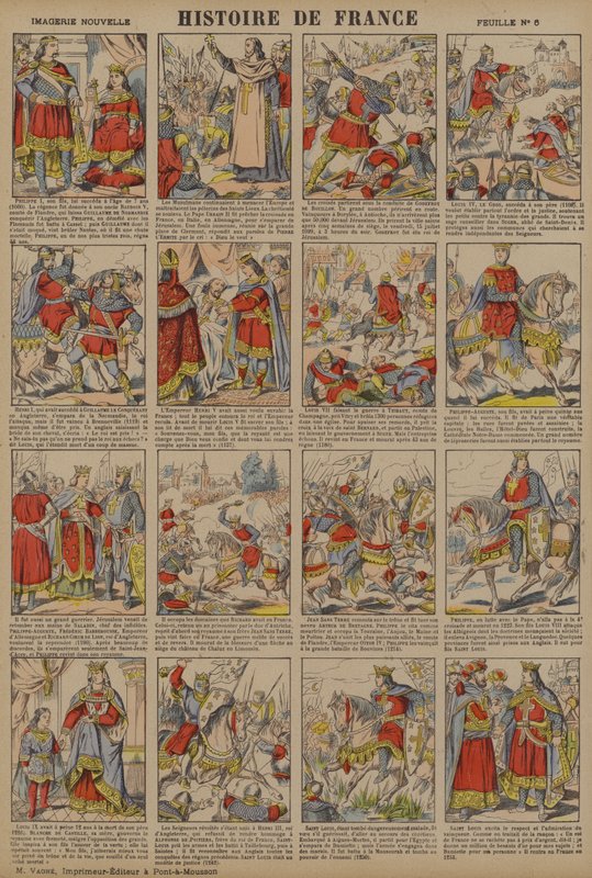 Franciaország története I. Fülöp uralkodásától IX. Lajos uralkodásáig (színes lithó) alkotó: French School