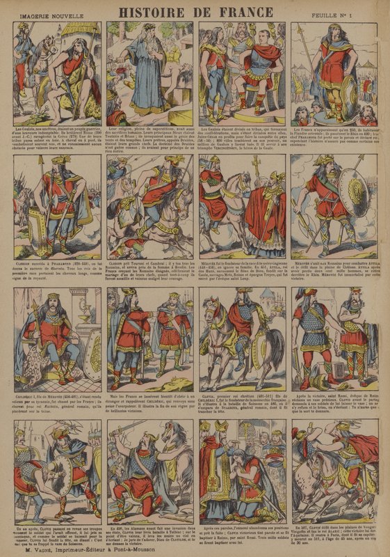 Franciaország története a gallok korától Clovis uralkodásáig (színes litográfia) alkotó: French School