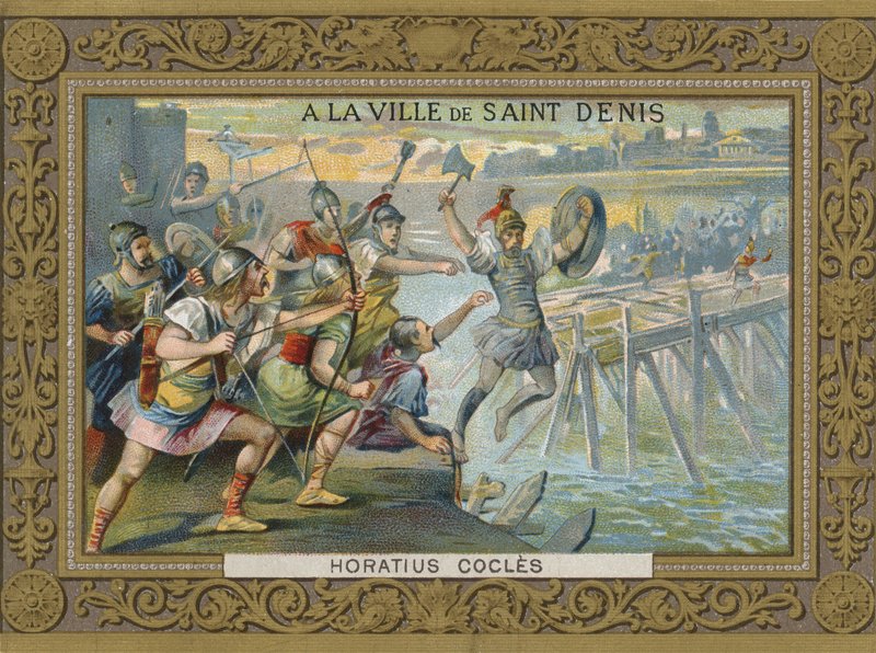 Horatius Cocles belevetette magát a Tiberis folyóba, Kr.e. 6. században alkotó: French School