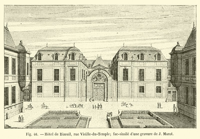 Hotel de Bizeuil, rue Vieille-du-Temple; fakszimile J Marot metszetéről alkotó: French School