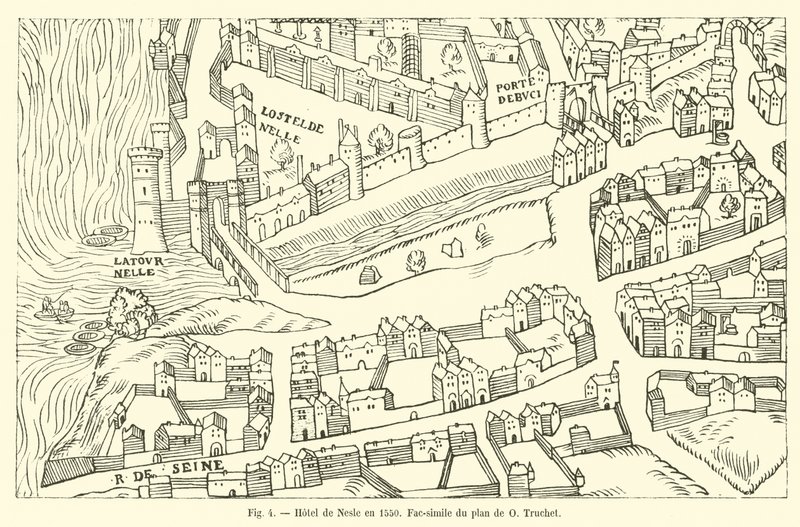 Hotel de Nesle 1550-ben, O Truchet térképének fakszimile alkotó: French School