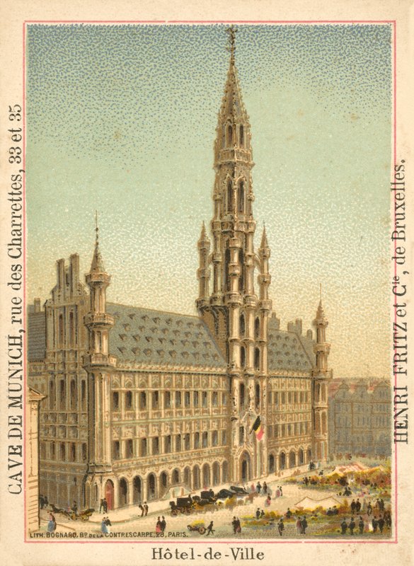 Hotel de Ville, Grand Place, Brüsszel (chromolitho) alkotó: French School