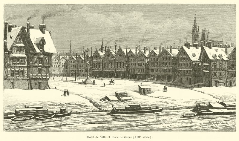 Városháza és Place de Greve, 13. század alkotó: French School