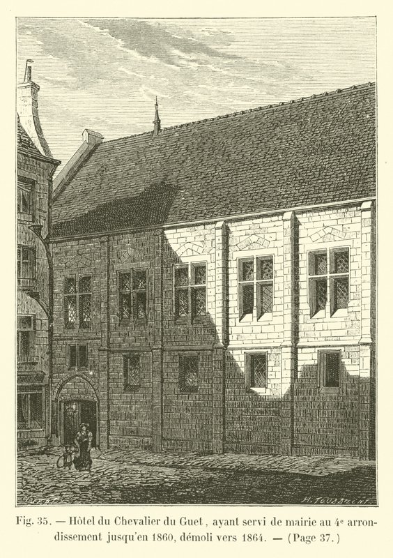A Hotel du Chevalier du Guet, amely 1860-ig városházaként szolgált a 4. kerületben, 1864 körül lebontották. alkotó: French School