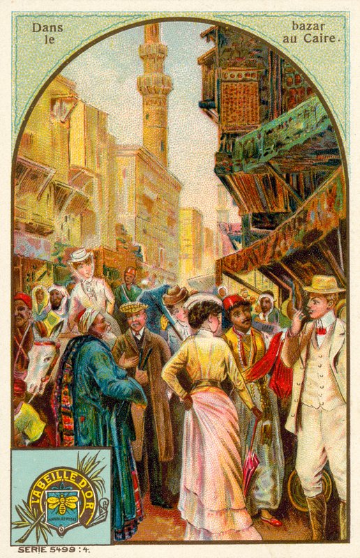Egy kairói bazárban (chromolitho) alkotó: French School