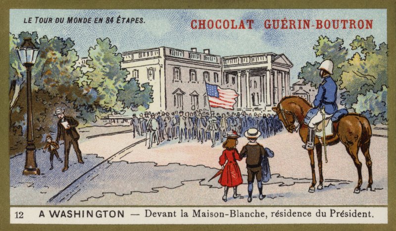 A Fehér Ház előtt, az elnök rezidenciája, Washington DC (chromolitho) alkotó: French School