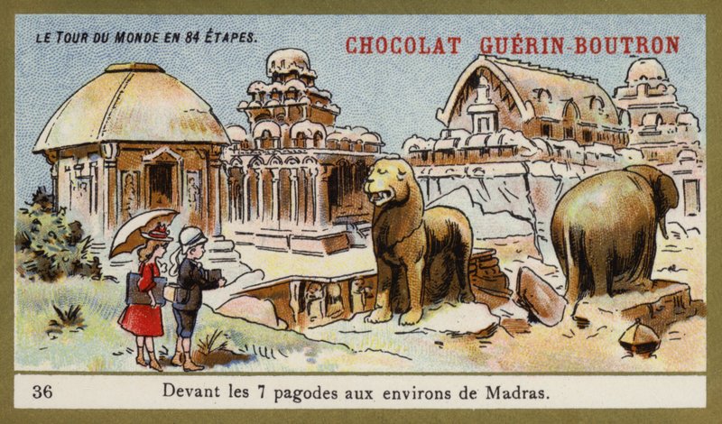 A hét templom előtt Madras területén (chromolitho) alkotó: French School