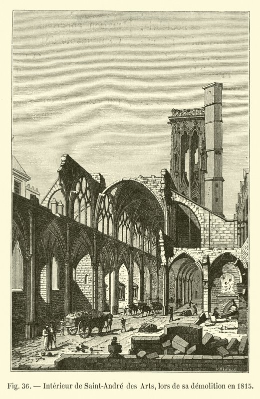 A Saint-Andre des Arts belső tere, az 1815-ös bontás során alkotó: French School