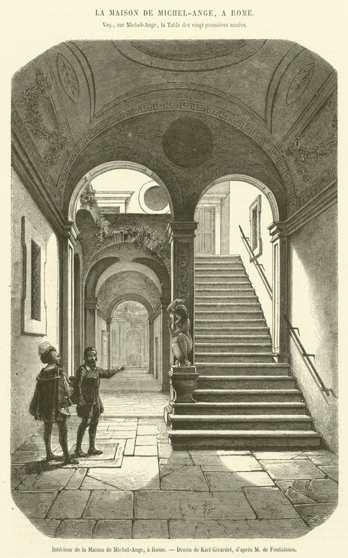 Michelangelo házának belseje, Róma (metszet) alkotó: French School