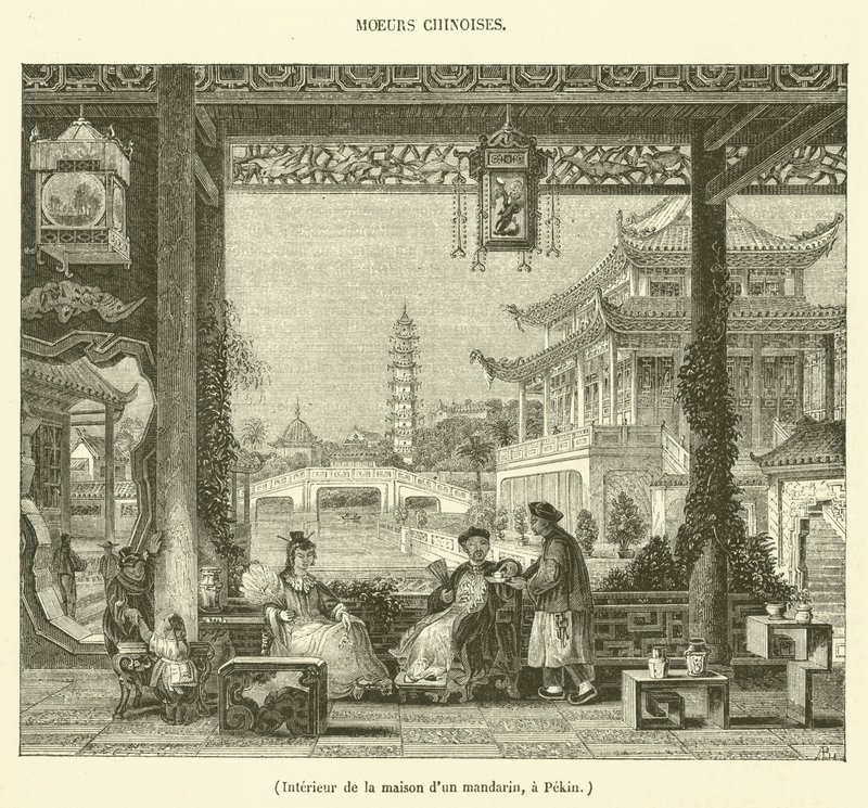 Egy pekingi mandarin házának belseje (metszet) alkotó: French School