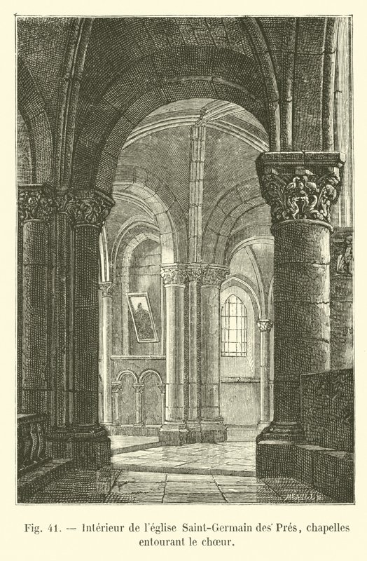 A Saint-Germain des Pres templom belseje, a kórust körülvevő kápolnák alkotó: French School