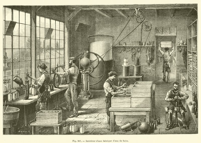 Seltzer vízgyár belseje (metszet) alkotó: French School