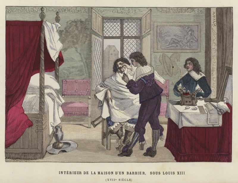 Egy borbélyház belseje, XIII. Lajos francia uralkodása, 17. század alkotó: French School