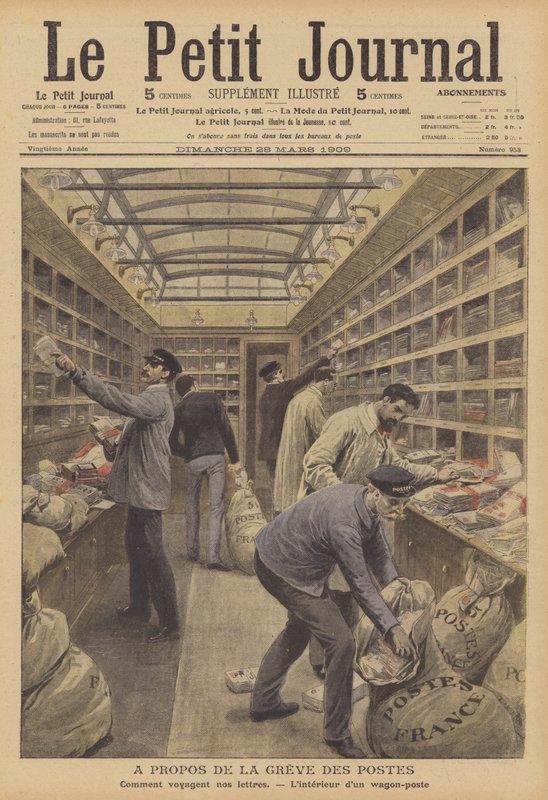 Egy postakocsi belseje egy francia vonaton (színes litho) alkotó: French School
