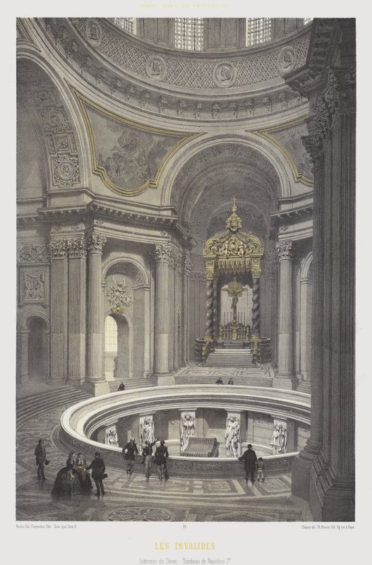 I. Napóleon kupolájának és sírjának belseje, Les Invalides, Párizs (színes litó) alkotó: French School