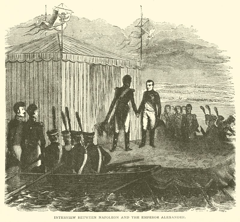 Interjú Napóleon és Sándor császár között (metszet) alkotó: French School