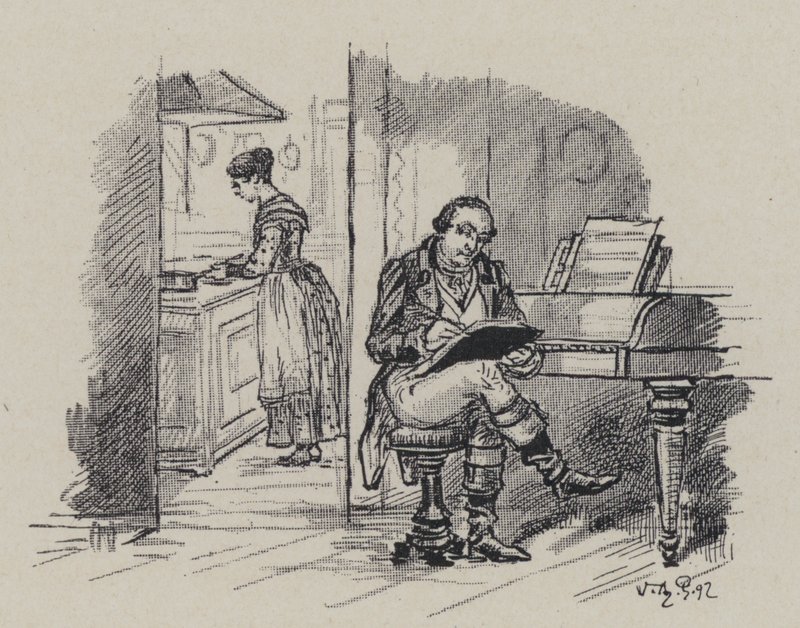 Gioachino Rossini olasz zeneszerző otthon komponál (metszet) alkotó: French School